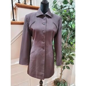 Pret A Porter Women's Black Polyester Long Sleeve Single Breasted Long Jacket 12